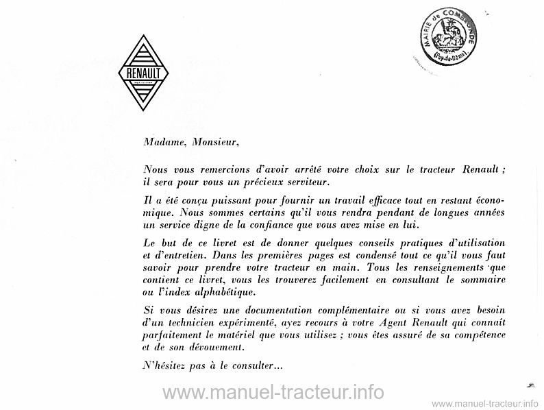 Troisième page du Guide entretien Renault 91