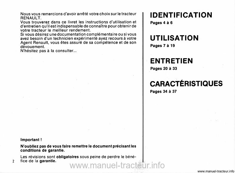 Troisième page du Livret entretien Renault Carraro 581-4
