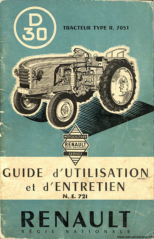 ► Livret Entretien TRACTEUR RENAULT D30 tractor Traktor French 