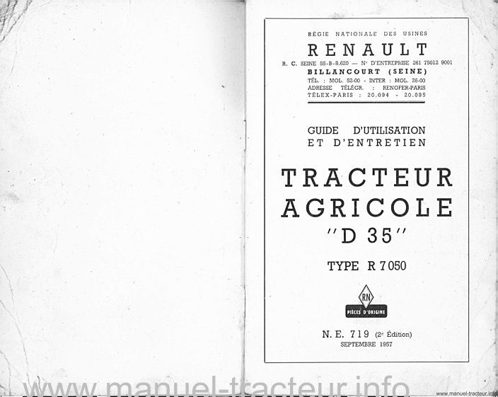 Deuxième page du Guide entretien RENAULT D35