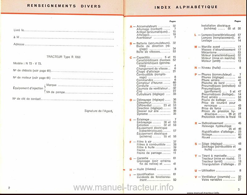 Troisième page du Guide entretien RENAULT NV 73