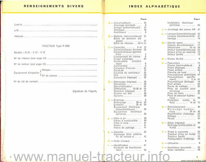 Troisième page du Guide entretien RENAULT N72 V72 E72