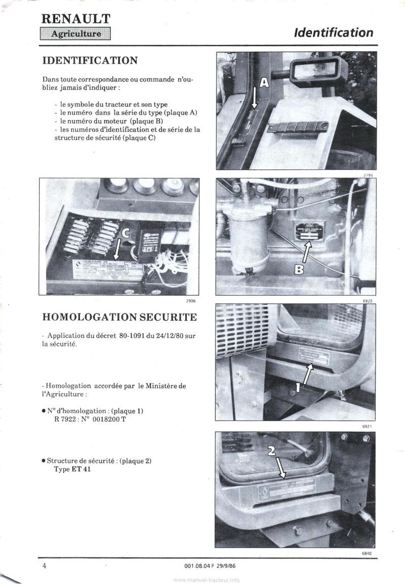 Quatrième page du Guide instructions tracteurs Renault 120.14TX16 120.14TS16