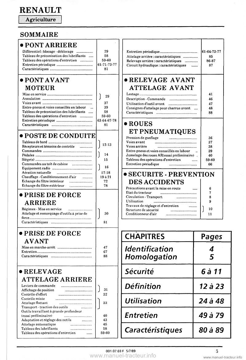 Troisième page du Guide entretien Renault 120-54 TZ16 tz 16