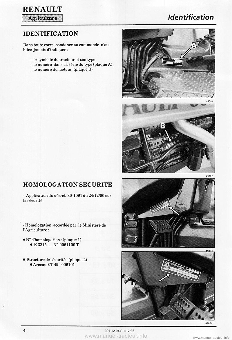 Numéro de série tracteur Renault 50-12V