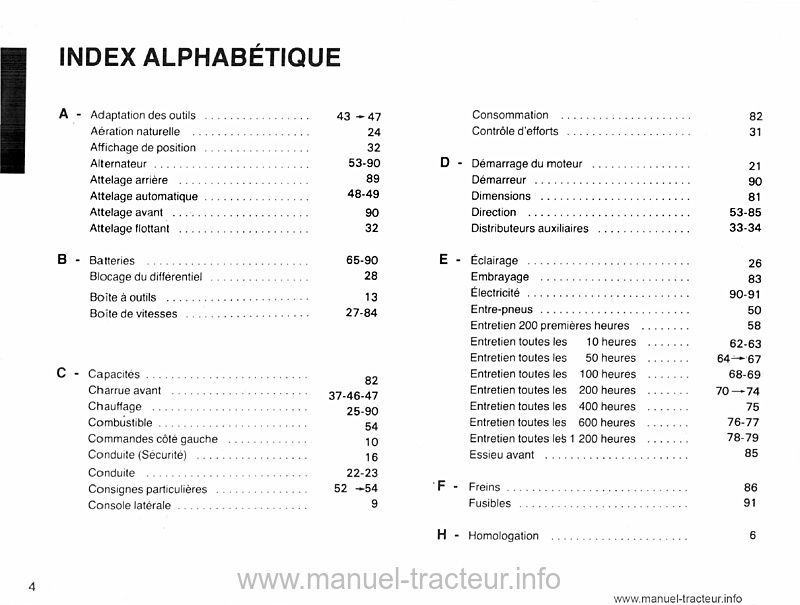 Cinquième page du Livret entretien Renault 80.12 80.14 TX