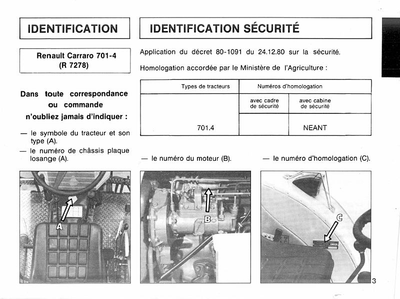 Quatrième page du Livret entretien utilisation RENAULT Carraro 701-4