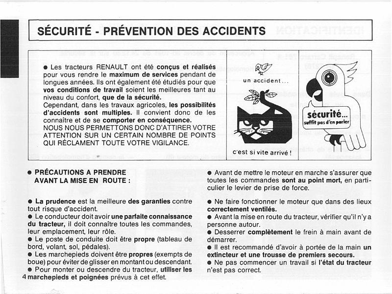 Cinquième page du Livret entretien utilisation RENAULT Carraro 701-4