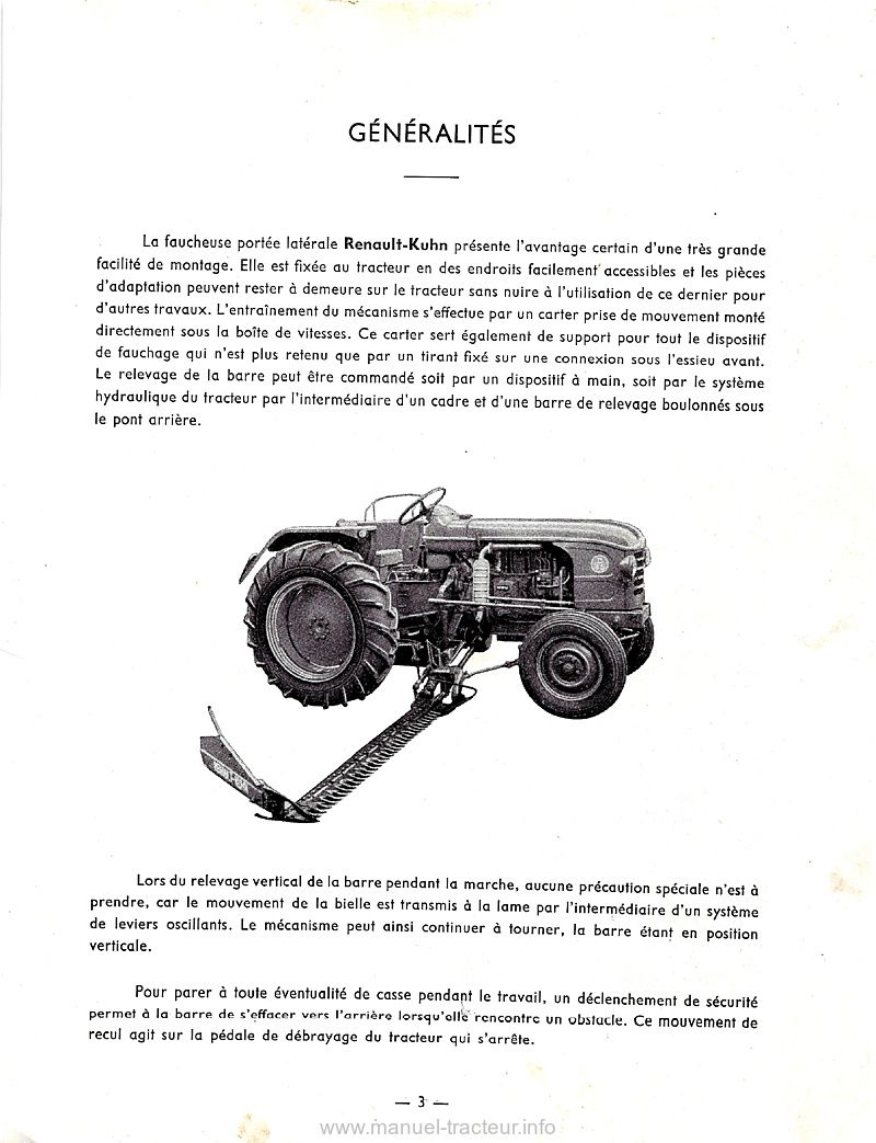 Troisième page du Manuel barre de coupe Kuhn