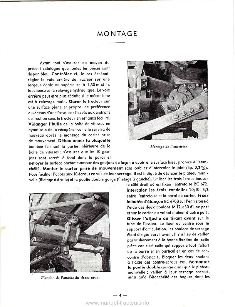 Quatrième page du Manuel barre de coupe Kuhn