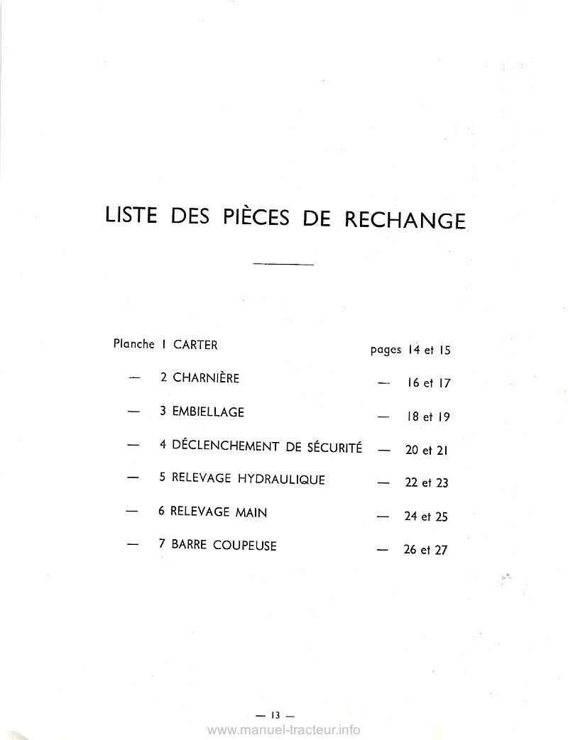 Sixième page du Manuel barre de coupe Kuhn