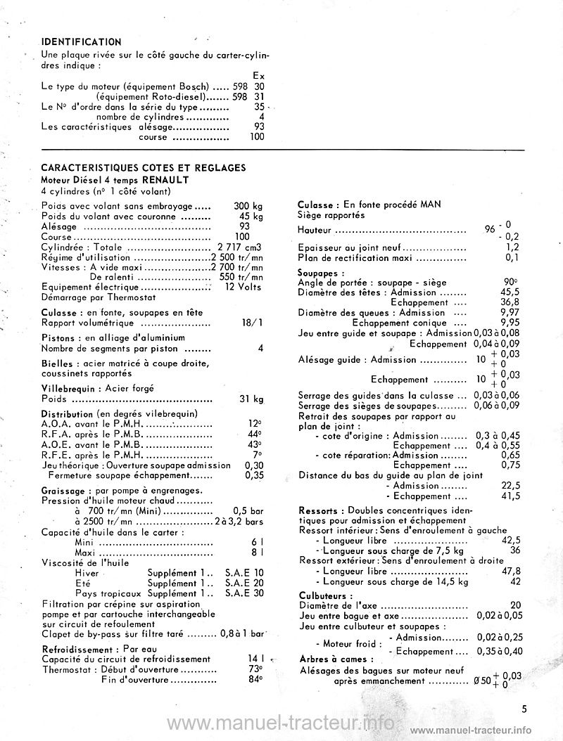 Sixième page du Manuel réparation moteur Renault 598