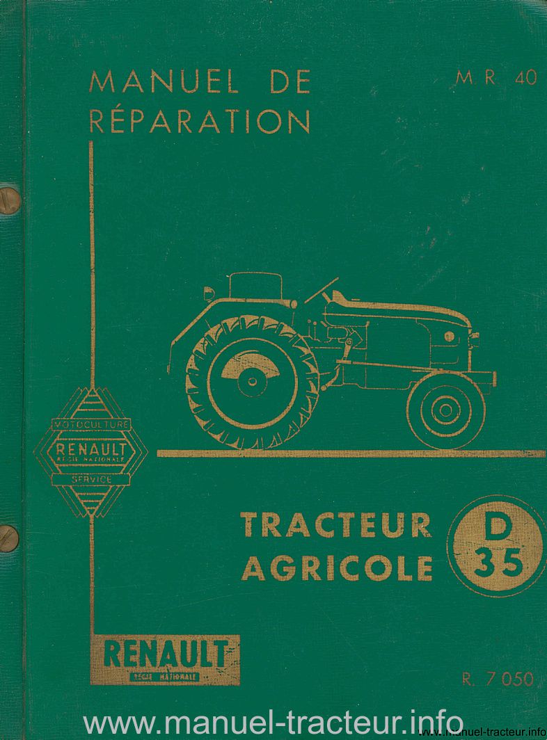Première page du Manuel réparation RENAULT D35