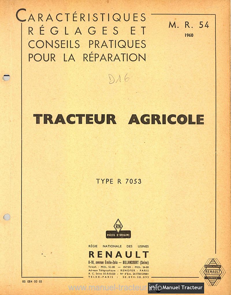 Deuxième page du Manuel réparation Renault D16