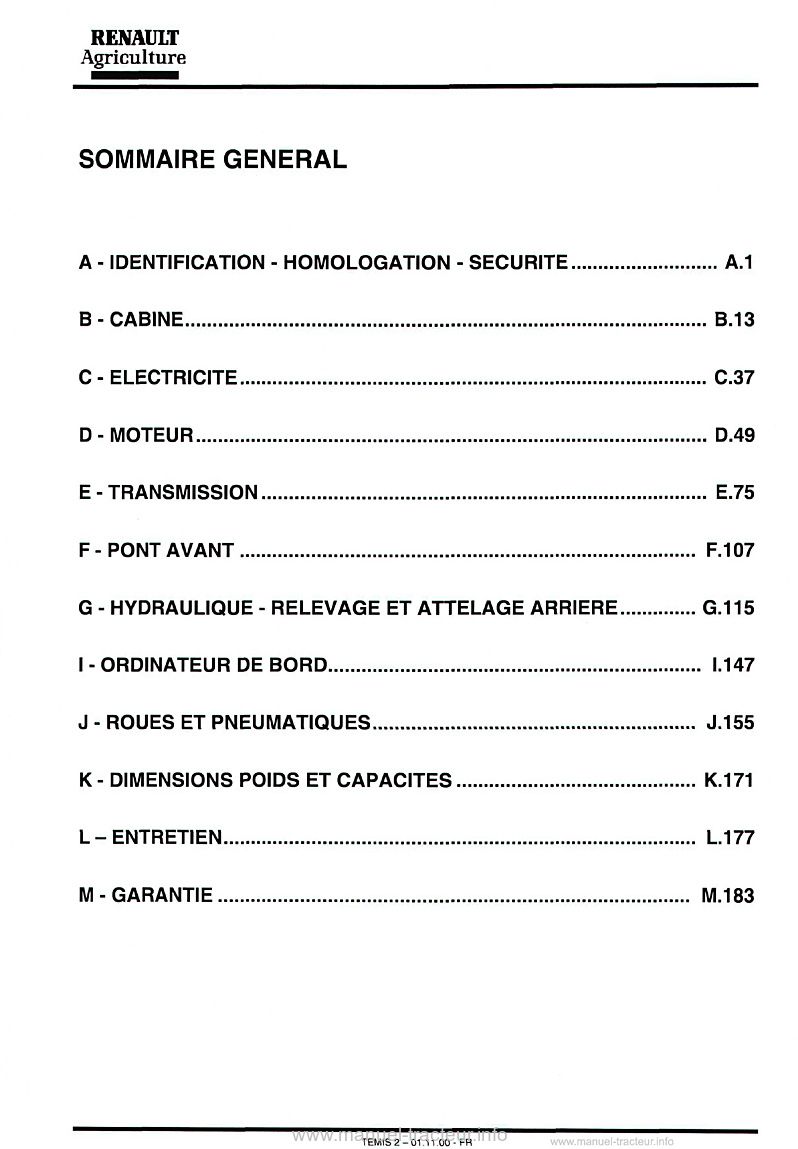 Deuxième page du Notice entretien Renault TEMIS 550