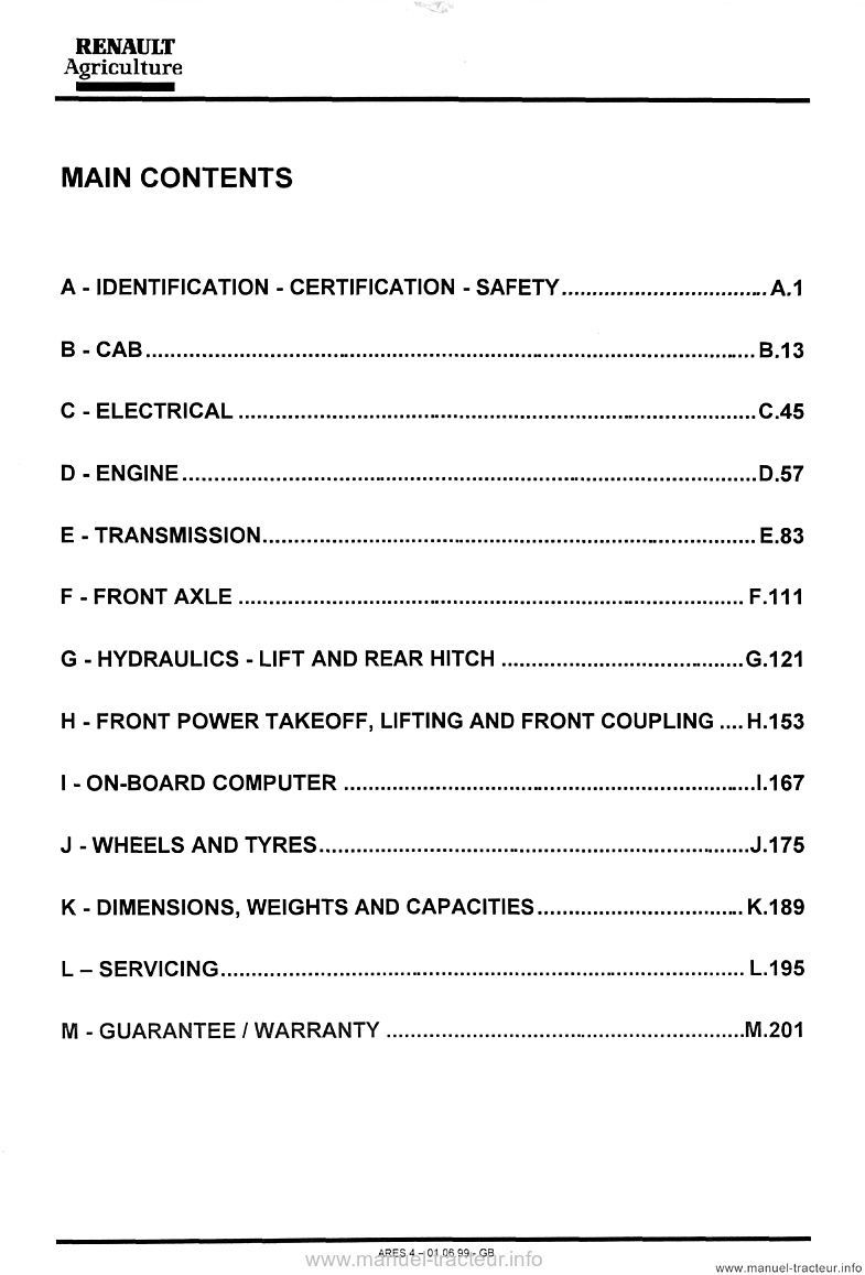 Quatrième page du User manual Renault Ares 815 825