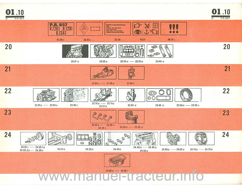 Troisième page du Catalogue pièces rechange RENAULT 7261 7281 7341