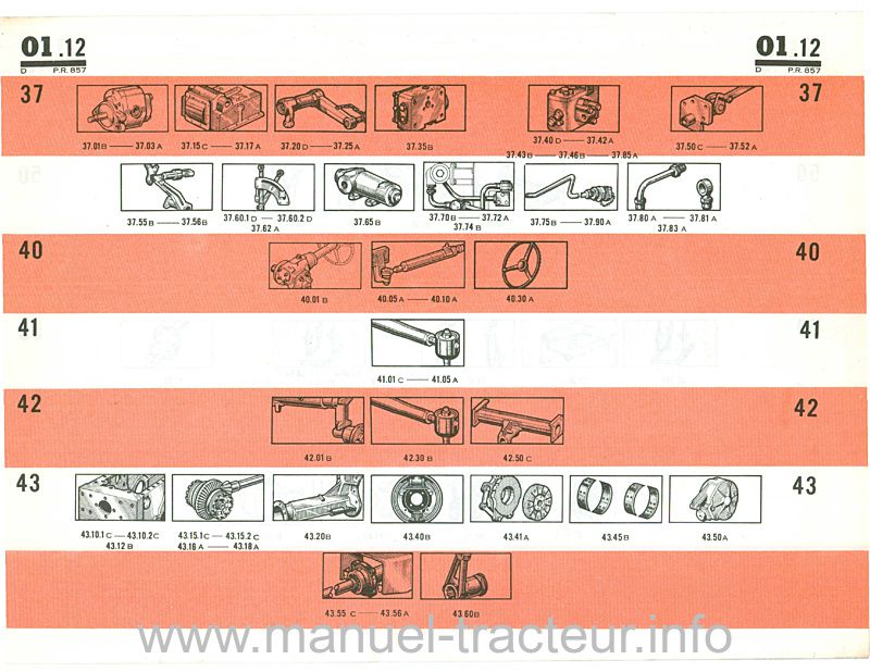 Cinquième page du Catalogue pièces rechange RENAULT 7261 7281 7341