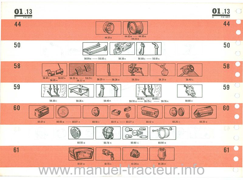 Sixième page du Catalogue pièces rechange RENAULT 7261 7281 7341