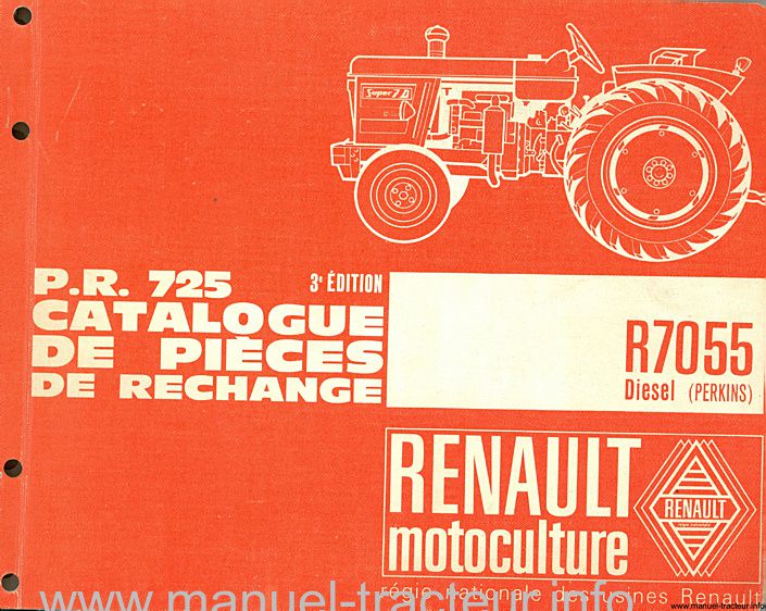 Première page du Catalogue pièces rechange RENAULT Super 7 R 7055