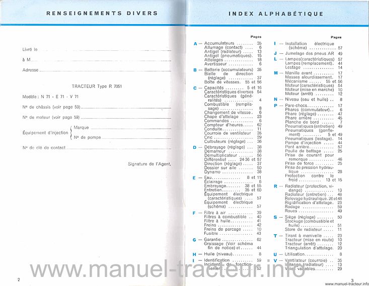 Troisième page du Guide entretien RENAULT N71 V71 E71