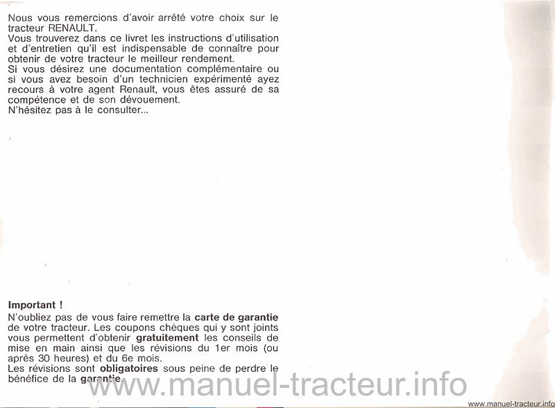 Deuxième page du Guide entretien RENAULT 551 651 651.4