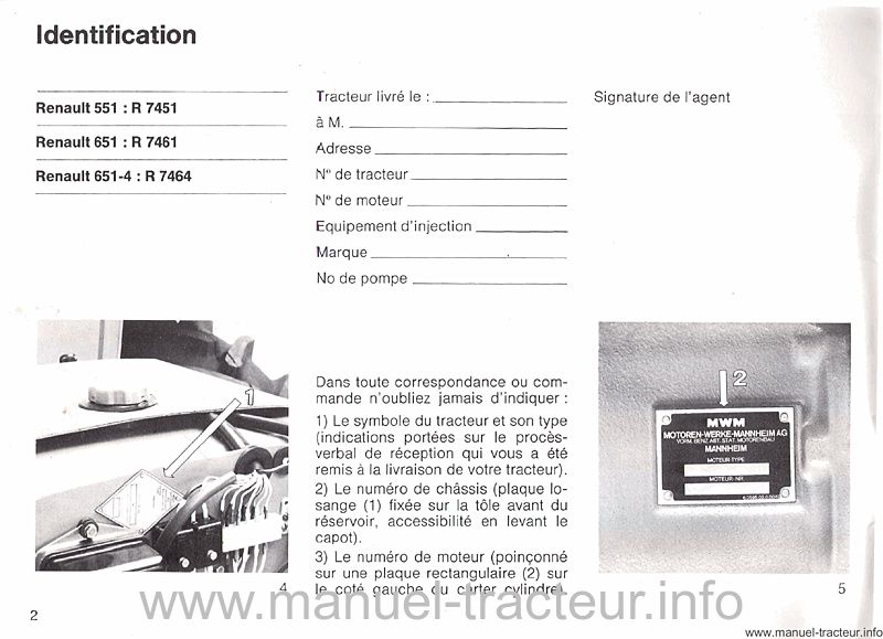 Quatrième page du Guide entretien RENAULT 551 651 651.4