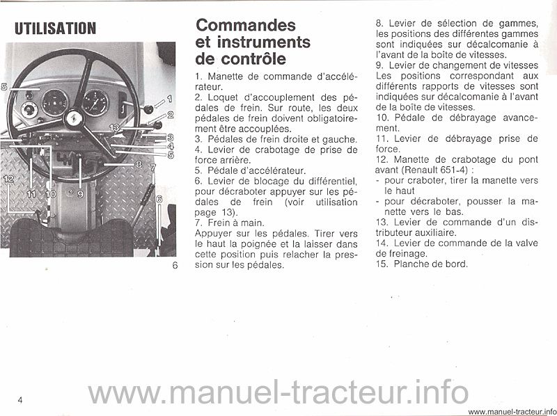 Sixième page du Guide entretien RENAULT 551 651 651.4