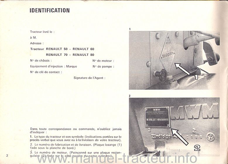 Troisième page du Guide entretien RENAULT 50 60 70 80 