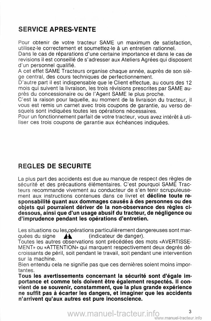 Quatrième page du Guide utilisation SAME Galaxy 170