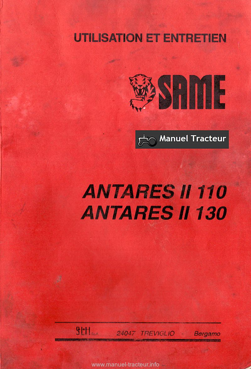 Première page du Notice entretien Same ANTARES II 110 130