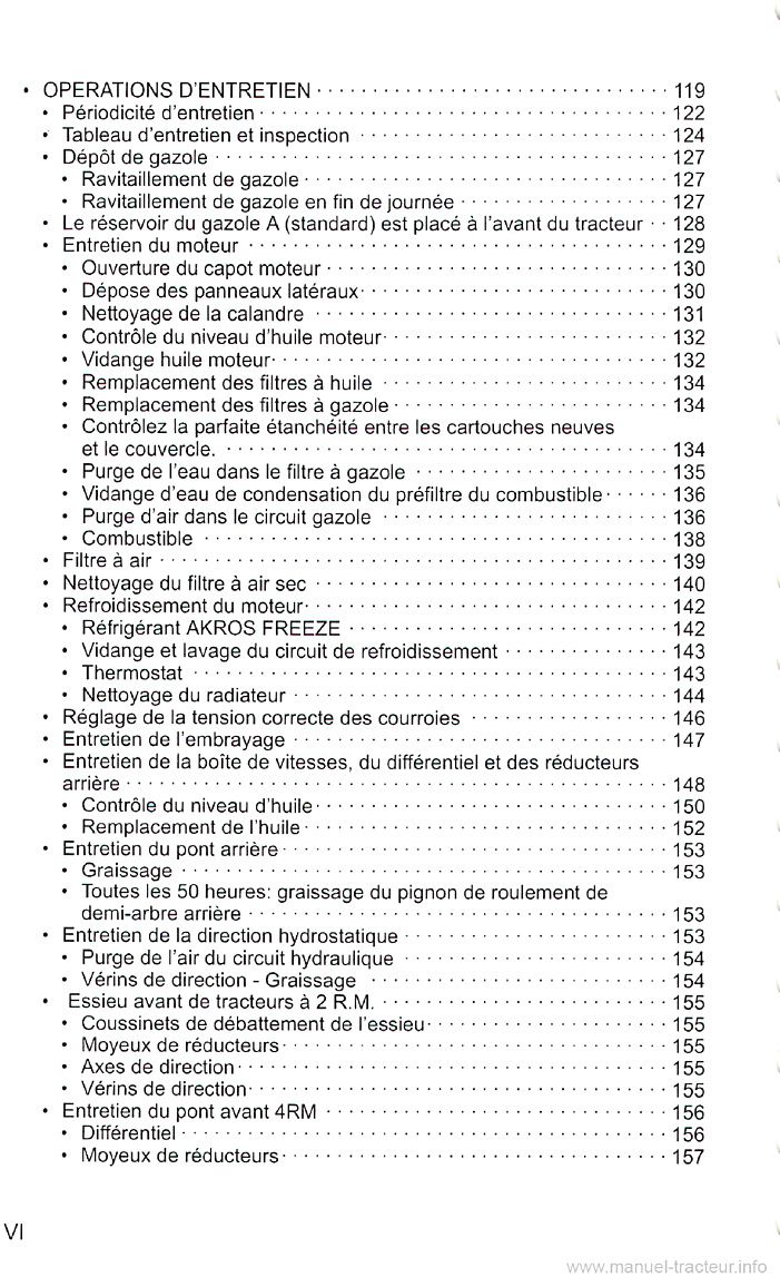 Cinquième page du Livret Entretien tracteurs Same Argon 55 F55 70 F70