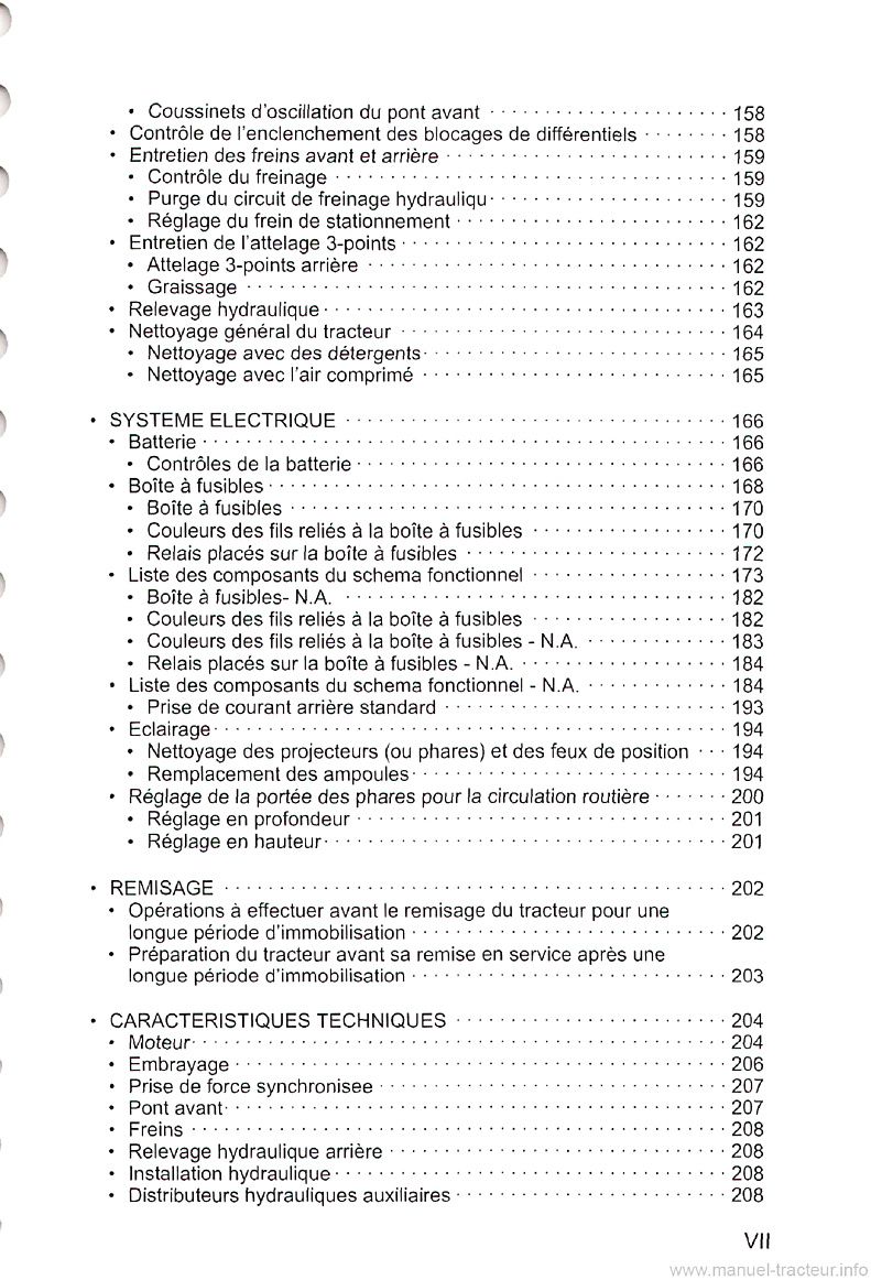 Sixième page du Livret Entretien tracteurs Same Argon 55 F55 70 F70