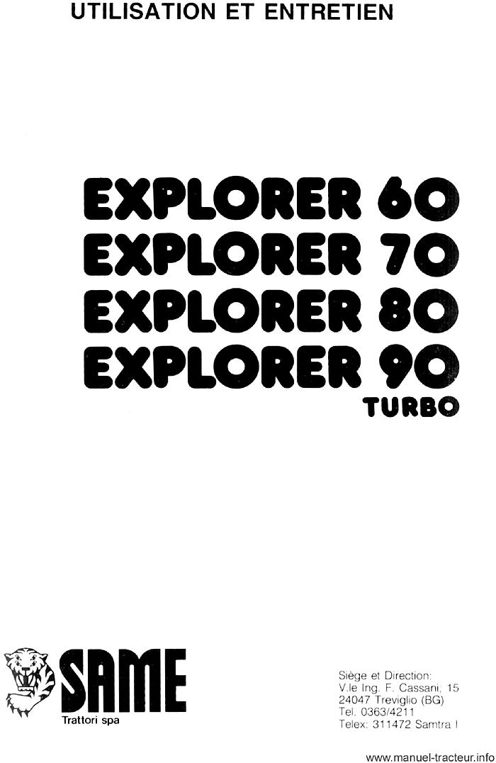 Troisième page du Livret entretien SAME Explorer 60 70 80 90 turbo
