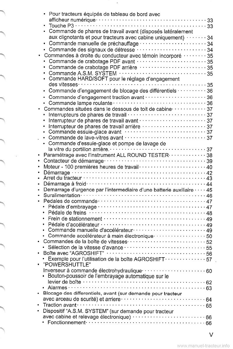 Quatrième page du Livret entretien et utilisation tracteurs Same Explorer 75 85 95