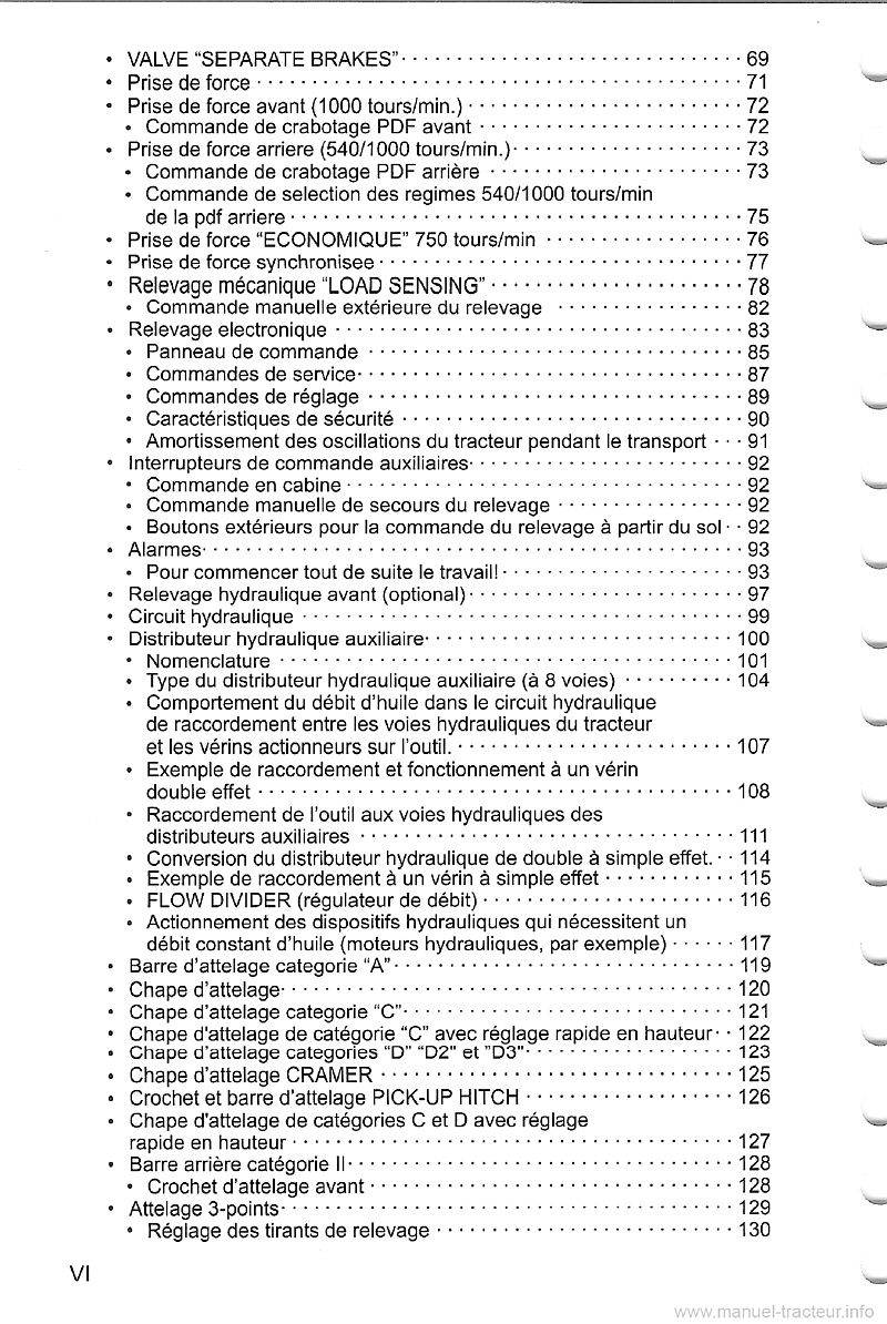 Cinquième page du Livret entretien et utilisation tracteurs Same Explorer 75 85 95