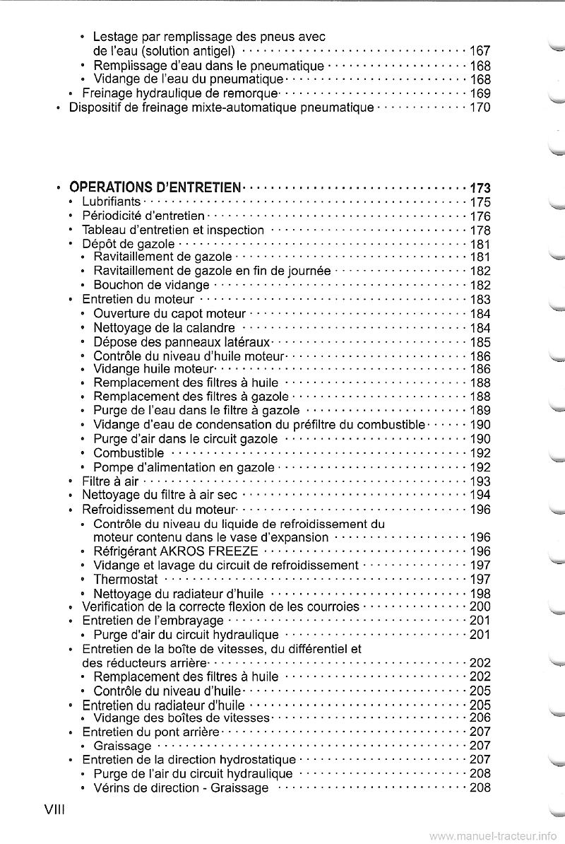 Septième page du Livret entretien et utilisation tracteurs Same Explorer 75 85 95