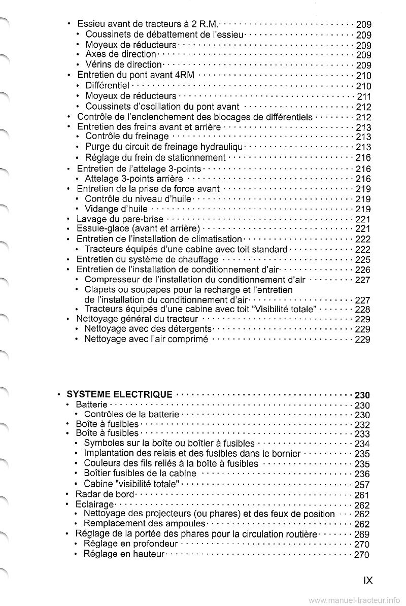 Huitième page du Livret entretien et utilisation tracteurs Same Explorer 75 85 95