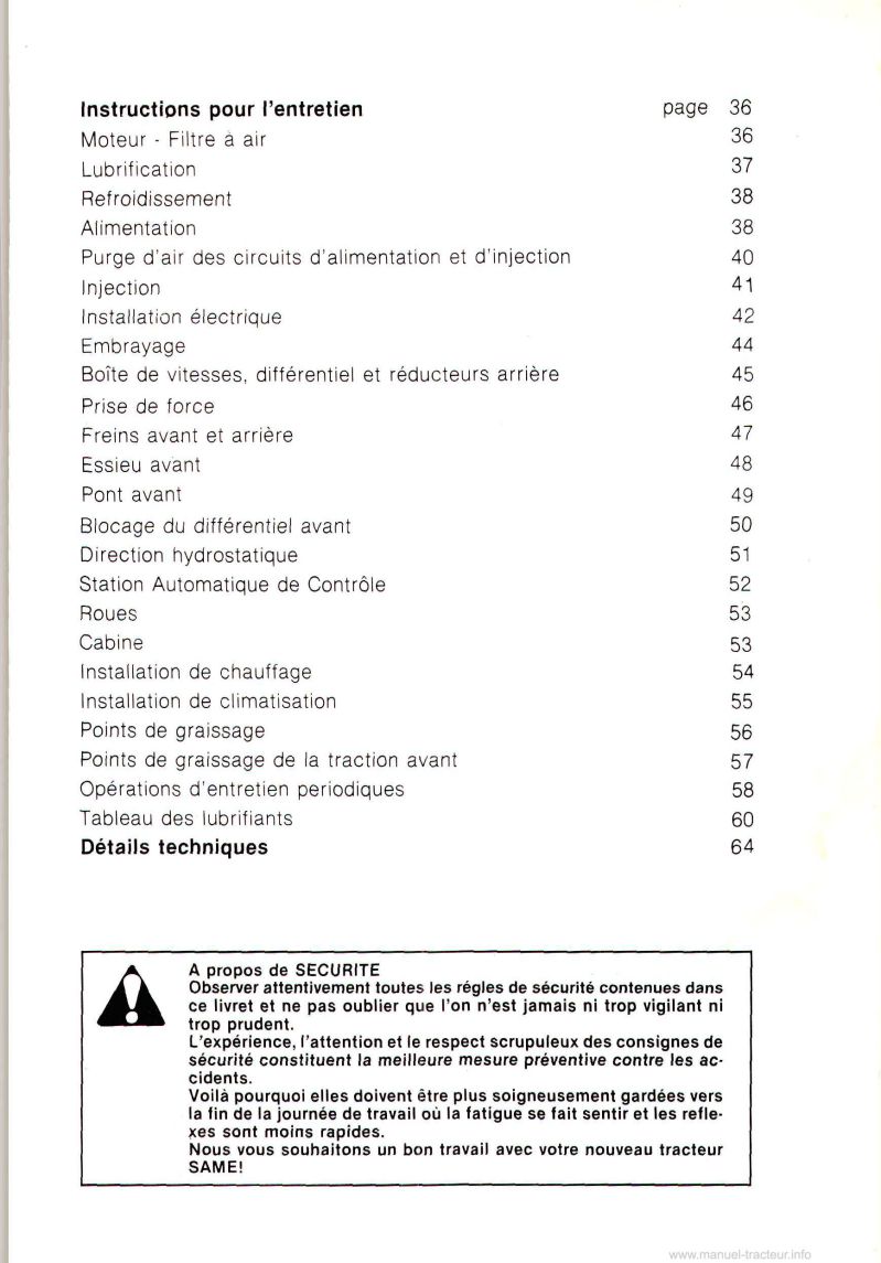 Troisième page du Notice entretien Same Laser 90 100