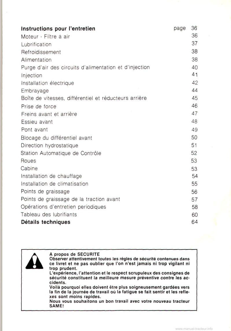 Troisième page du Notice entretien Same Laser 90 100