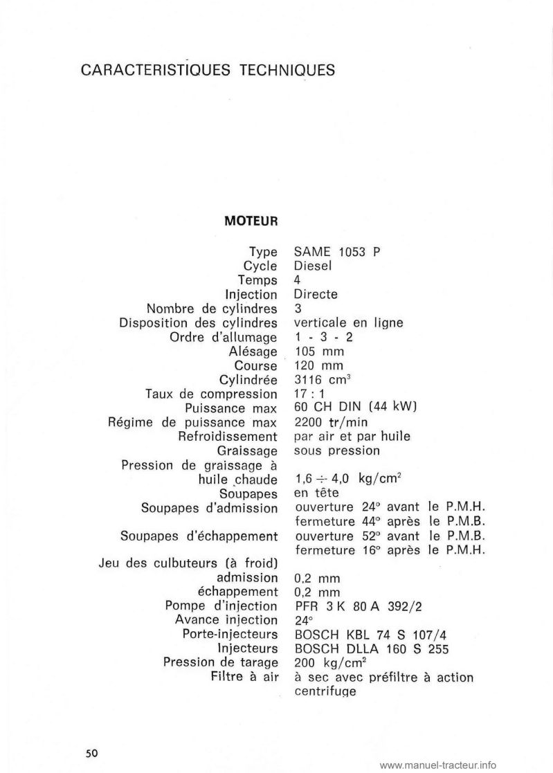 Quatrième page du Livret entretien Same MINITAURUS 60