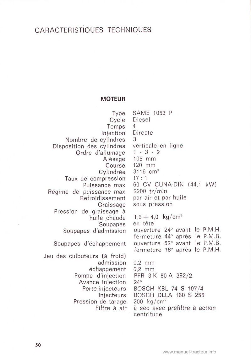 Quatrième page du Livret entretien Same MINITAURUS 60 SYNCHRO