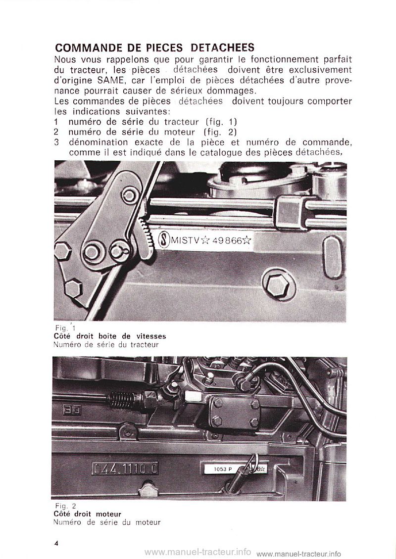 Cinquième page du Livret entretien Same MINITAURUS 60 SYNCHRO