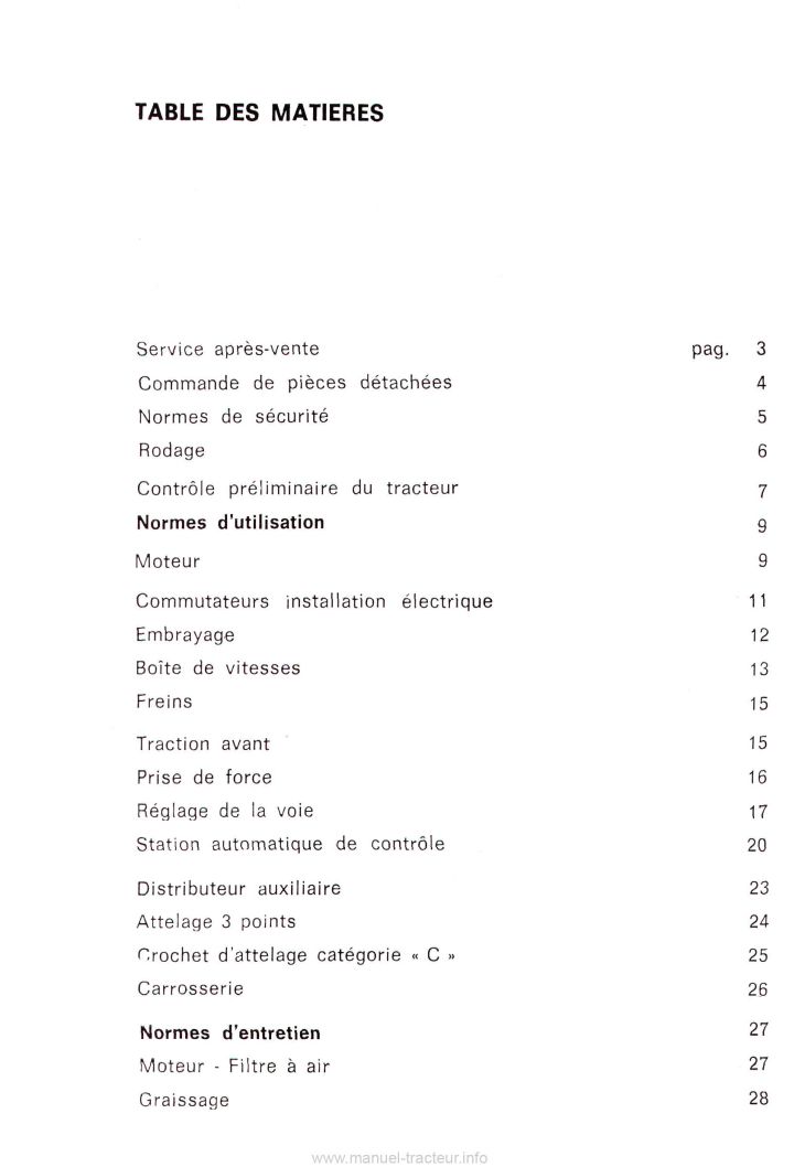 Cinquième page du Livret d'entretien tracteur Same PANTHER 95