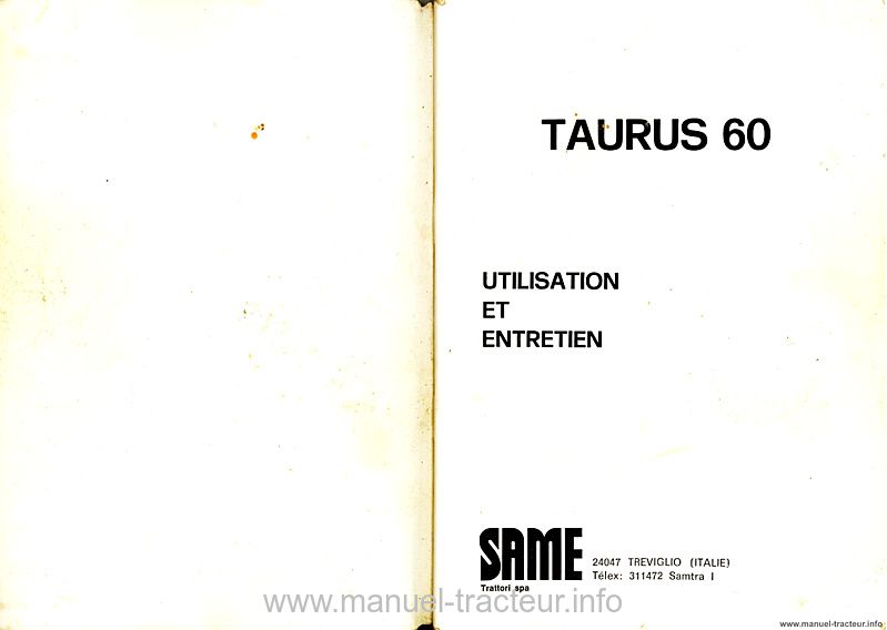 Deuxième page du Notice entretien SAME Taurus 60