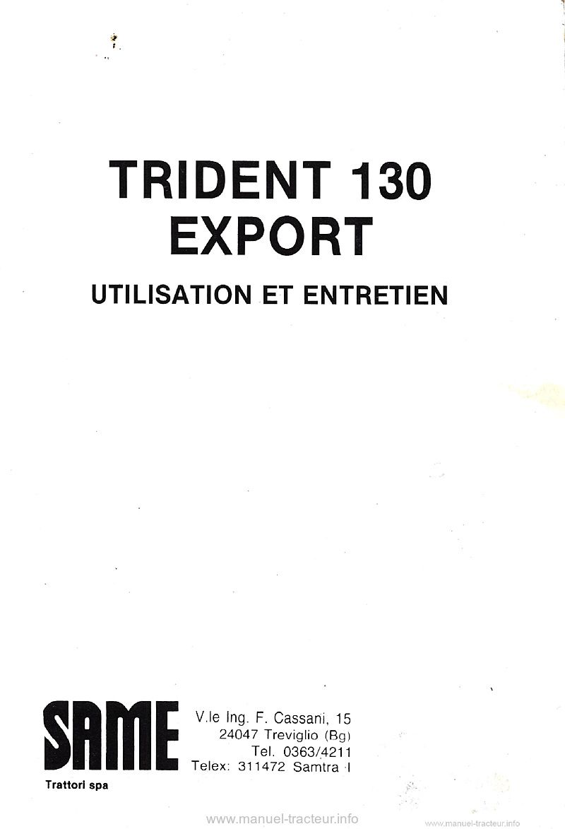 Première page du Livret Entretien Same Trident 130