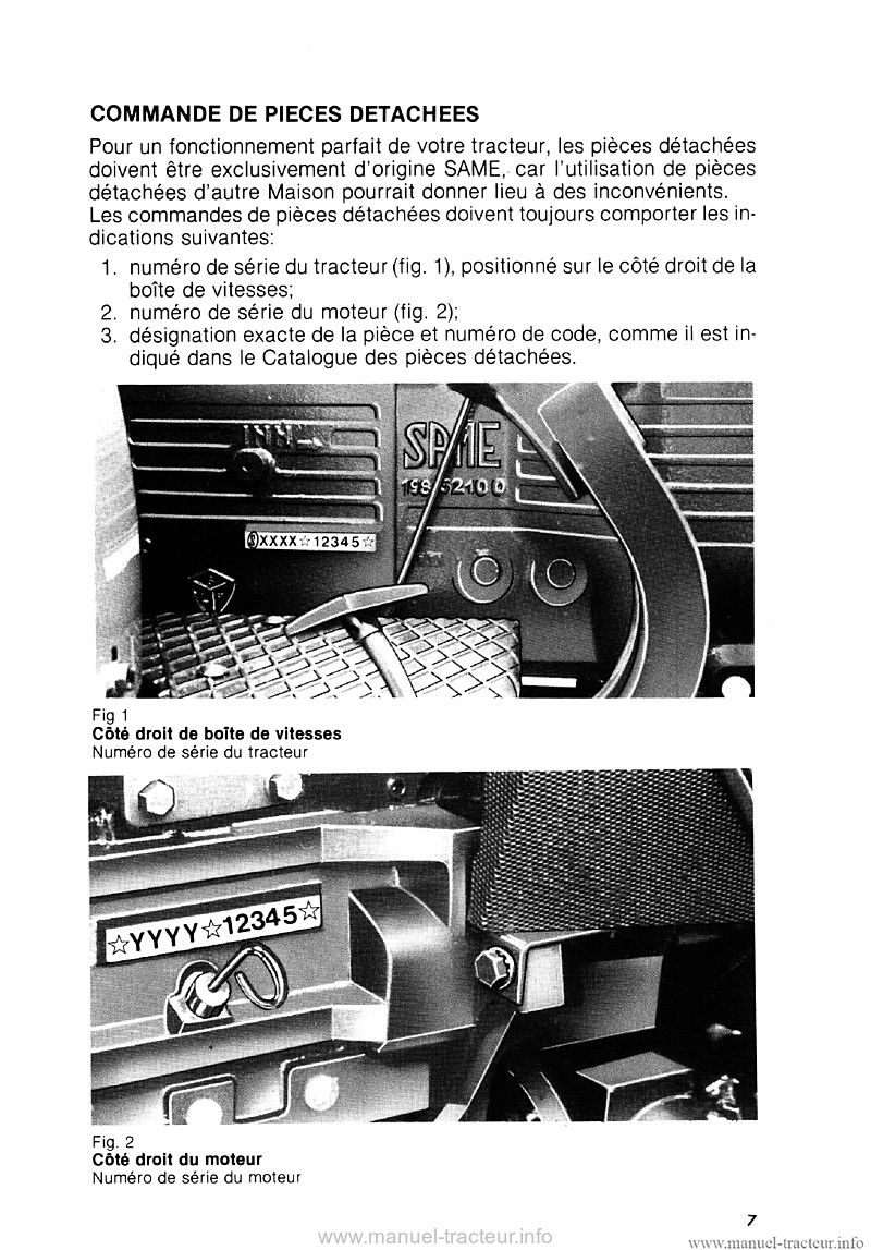 Commande de pièces détachées tracteur Same Minitaurus 60 Corsaro 70