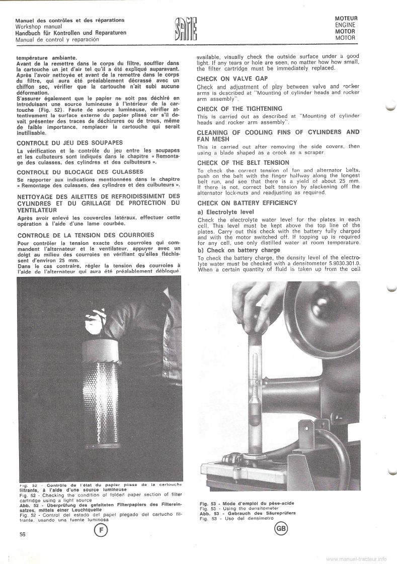 Douzième page du Manuel de contrôle et de réparation tracteurs Same Sirenetta, Delfino 35, Aurora 45, Minitauro 60, Corsaro 70, Saturno 80, Drago