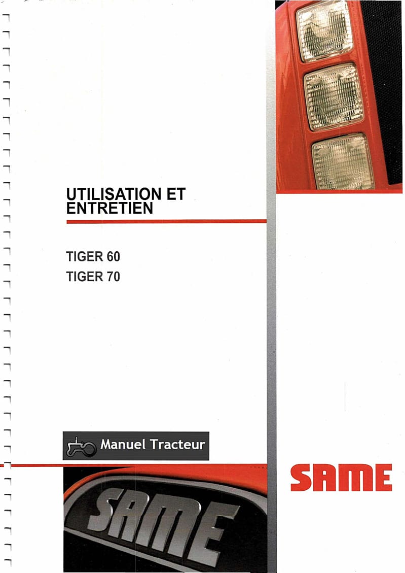 Première page du Manuel entretien et utilisation tracteurs Same Tiger 60 70