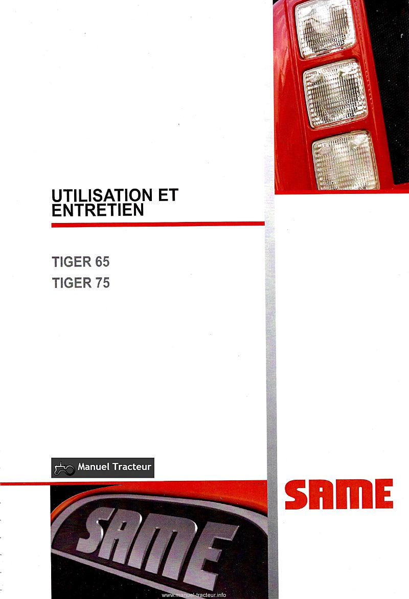 Première page du Manuel entretien et utilisation tracteurs Same Tiger 65 75